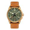 Spitfire Lock Chronograph Pasek skórzany Brązowa zielona tarcza Kwarcowy zegarek męski AV-4089-02
