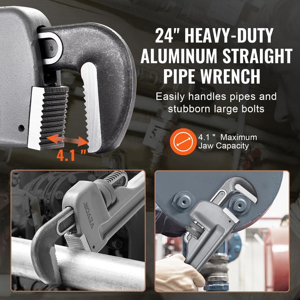 SucceBuy Pipe Wrench Aluminum Straight Pipe Wrench Adjustable Plumbing Wrench High Strength Jaw & Ergonomic Handle Automotive