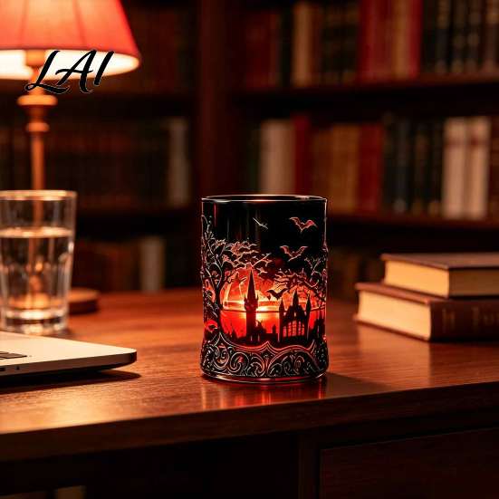 Dark Fantasy Wine Container 1200ML Halloween Bat Castle Whiskey Bottle 320ML Vintage Gothic Glass Bottle Cup Decorative Liquor Decanter Flask