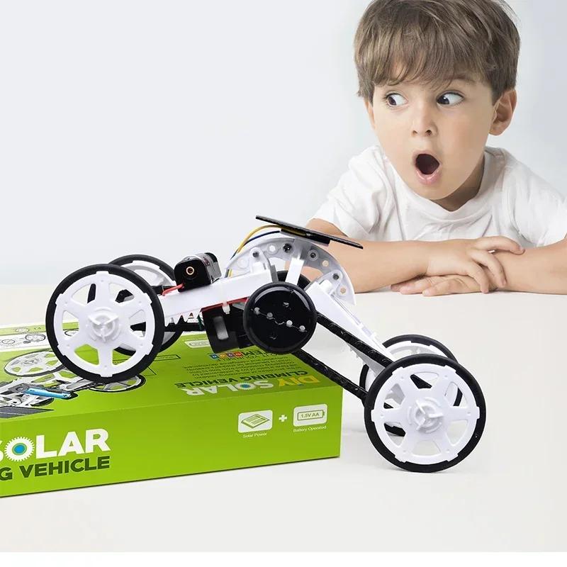 Diy Solar Car 4Wd Kids Toys Climbing Vehicle Educational Engineering Blocks Car Science Kit Construction Machine Young Boys Learning Present