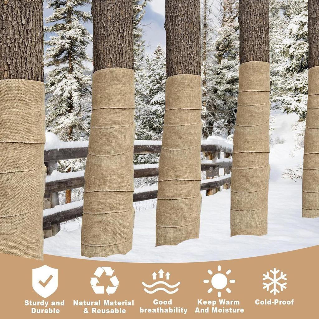 240cm/300cm Reusable Burlap Tree Protector Wrap Trunk Cover Sun Frost Damage Bark Repair Bandage Garden Supplies Plant Cover