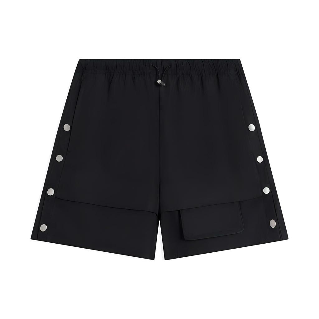 Li Ning Badfive Series Solid Color Side Button Drawstring Straight Leg Shorts Women Shorts Black AKSS608-4