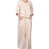 Women's Loose Fit V-Neck Layered Top with Wide Leg Pants Set In White, Grey, Black, Navy, Beige