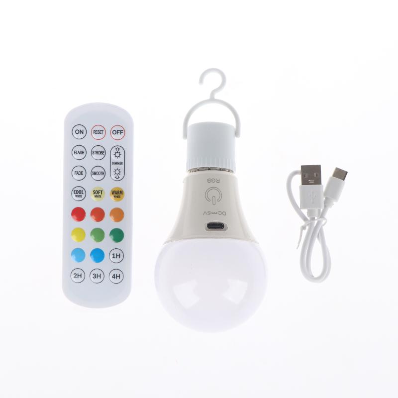 1 Set Rechargeable Smart Dimmable E27 Bulbs With Timing Cordless Battery Operated Light Bulb Rgb/3 Color Usb Led Lamp Bulb