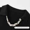 FivePlus Women's Slim Fit V-Neck Knit Sweater with Woven Chain Detail
