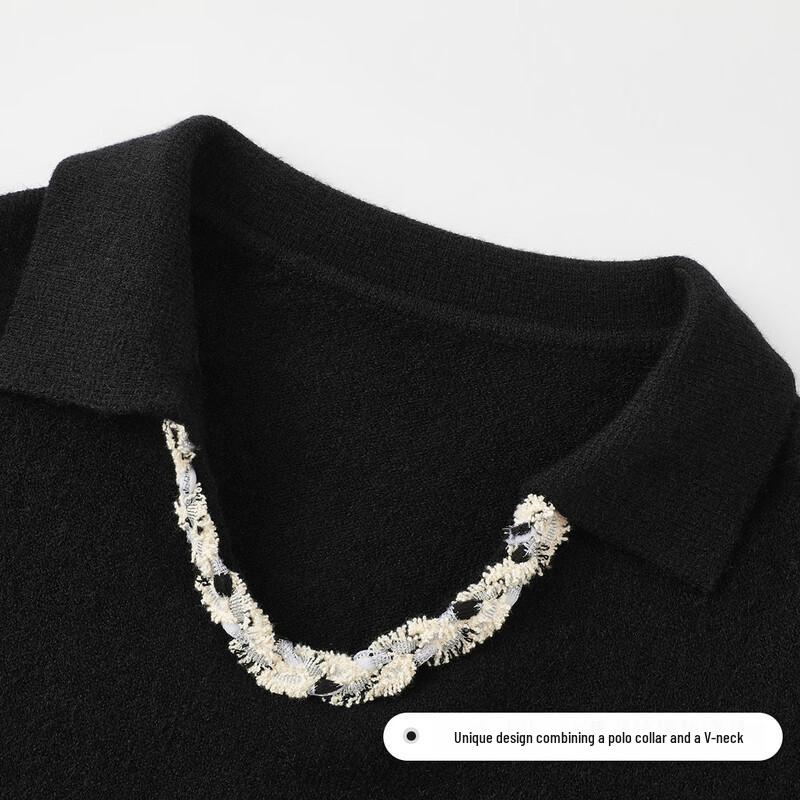 FivePlus Women's Slim Fit V-Neck Knit Sweater with Woven Chain Detail