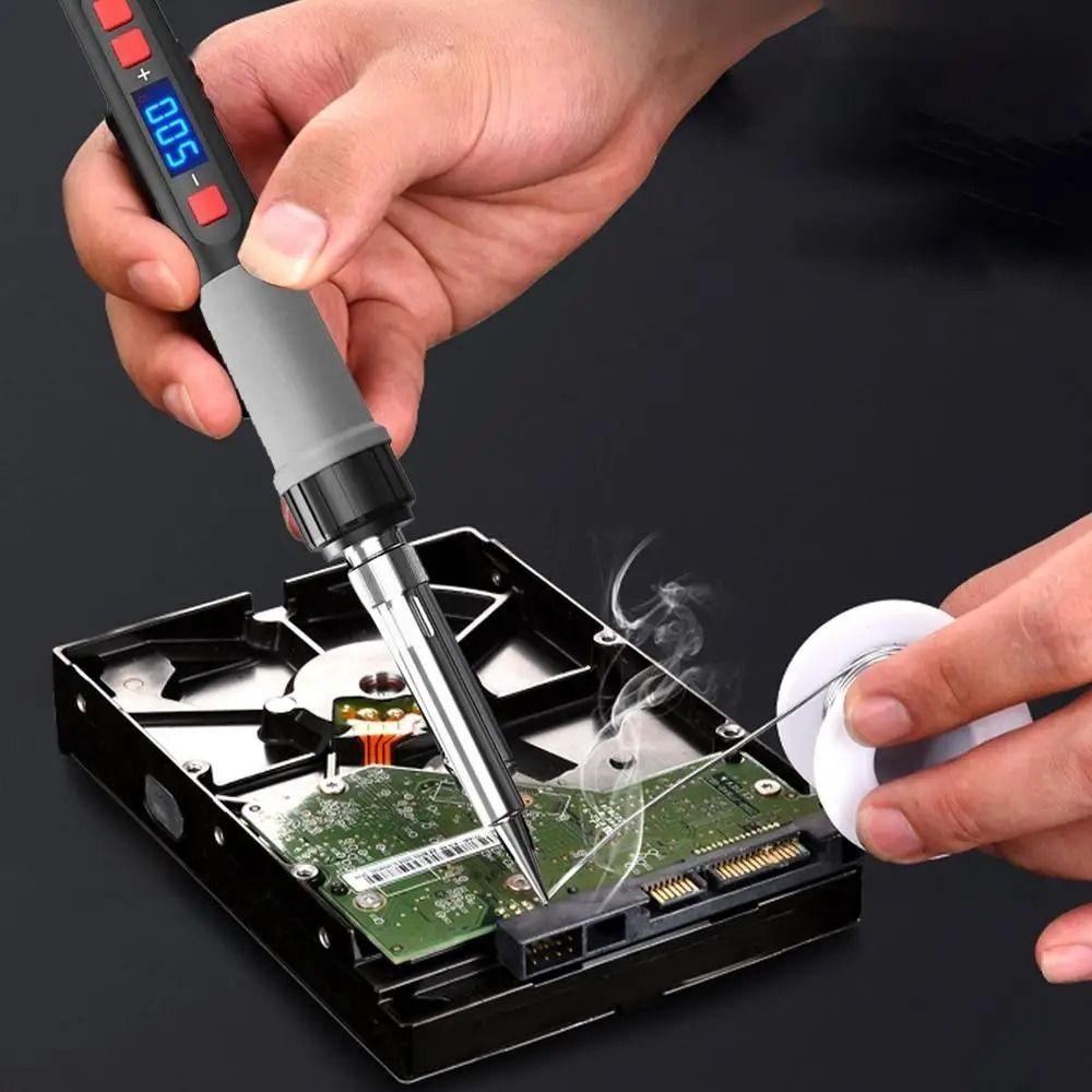 

LCD Digital Electric Soldering Iron Adjustable Temperature Soldering Repair Tools Welding Tool сірий