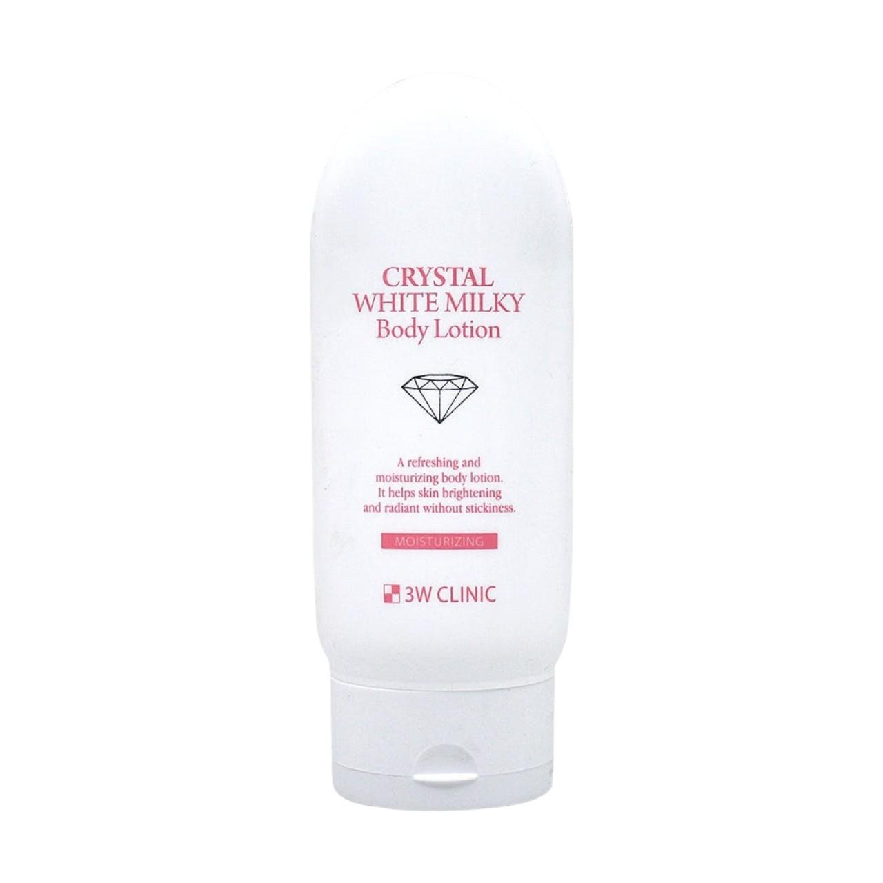 3W CLINIC Crystal White Milky Body Lotion - Instant Tone-Up & Brightening Moisturizer 150g