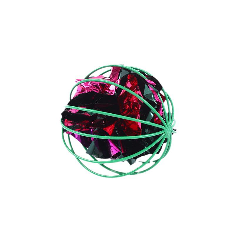 Interactive Cat Chase Toy: Crinkle Paper Ball In Sphere Cage for Self-Play