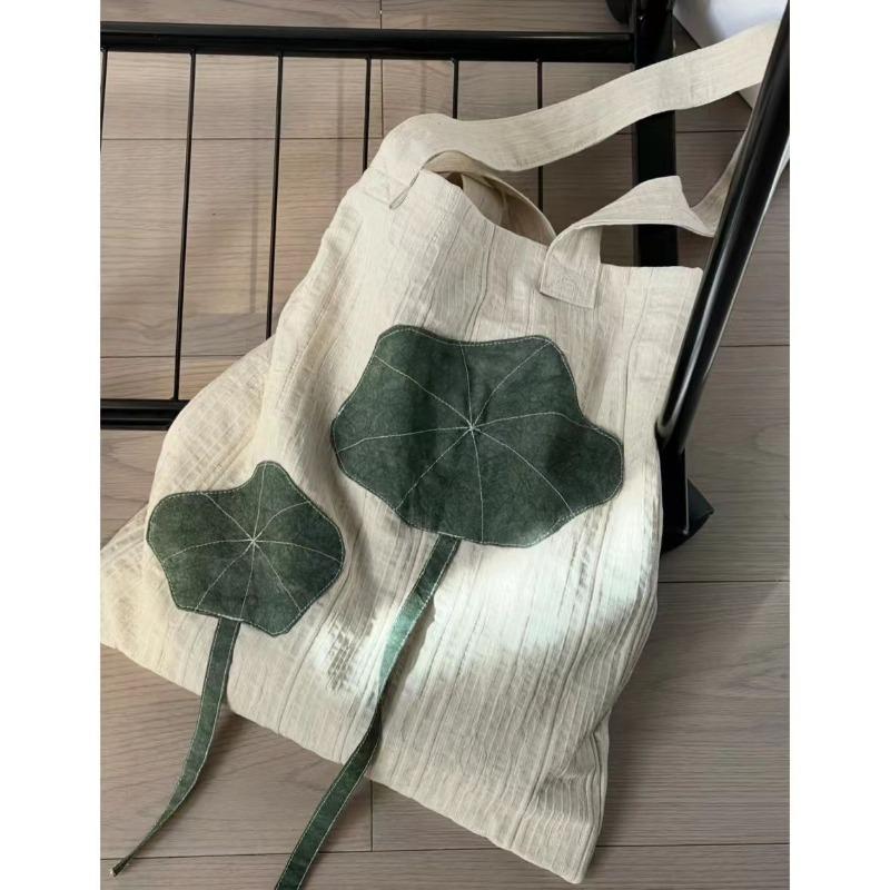 

Summer is not here, plant lotus leaves in advance! Retro cotton and linen shoulder bag new Chinese niche design daily casual cloth bag