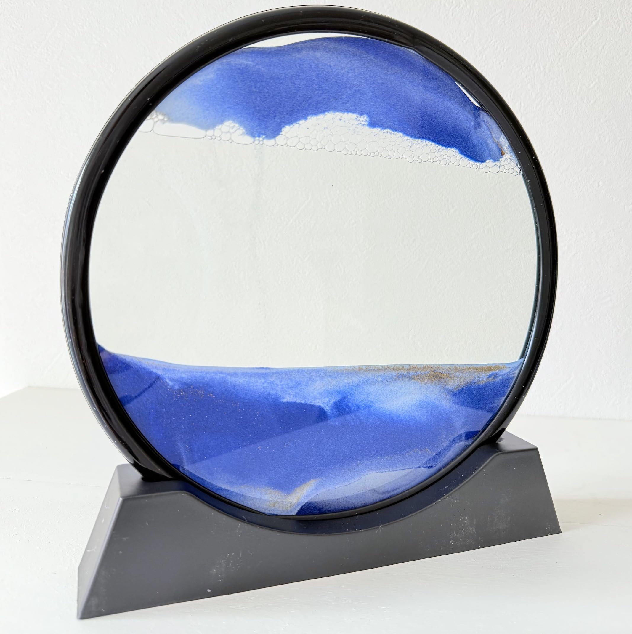 

Mui Bien Sand 3D Flow Sand 25cm Quick Sand Interior Relaxing Gift Picture, Painting, Blue, Round, Lead-Free Glass, Art, Ornament, Decor, Item,