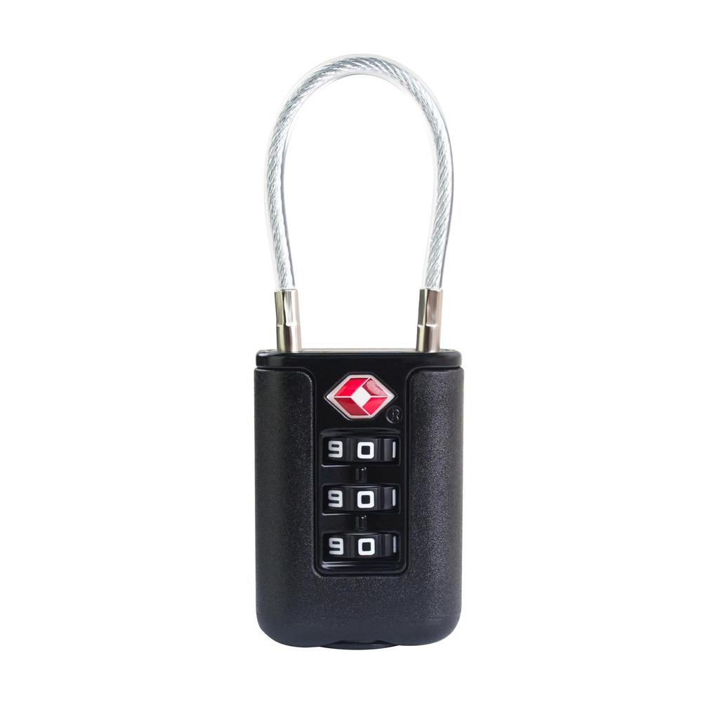 Portable TSA Zinc Alloy Combination Lock with Steel Cable for Luggage