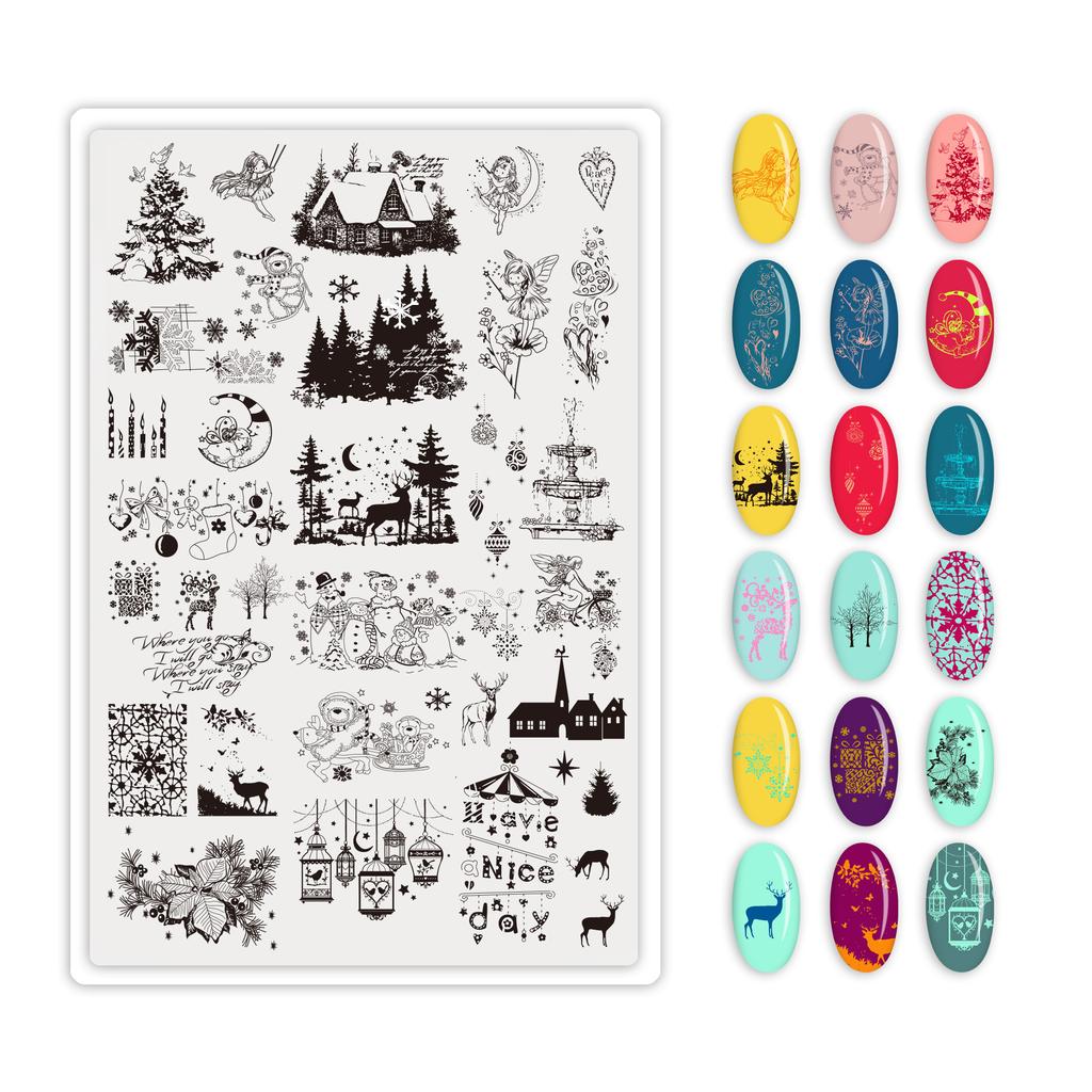 9.5X14.5cm Big Size Nail Stamping Plates Flower/Geometric Designs Nail Art Template For DIY Nail Decor 5.6cm round Stamper Plate