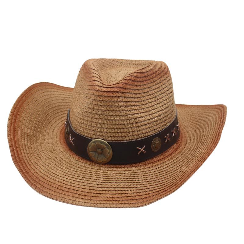 Four-Leaf Flower Accessories Straw Hat Women And Men Summer Outdoor Travel Shading Mountaineering Western Cowboy Straw Hat