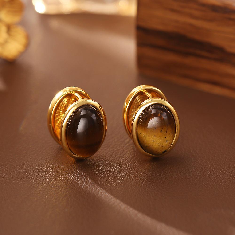 Tiger Eye Blue Turquoise Style Ear Cuff Earrings, Elegant Fashion Simple Vintage Romantic Goddess Style Statement Jewelry for Women, Chic Everyday