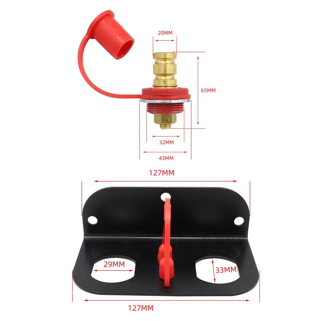 Remote Battery Terminal Kit Battery Terminal Relocation Kit Waterproof Remote Battery Jumper Terminal Battery Charger Post 2x20mm Stud 250A Rated