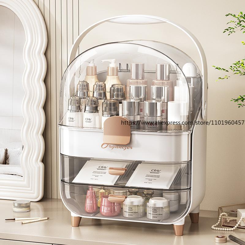 Luxury Style Cosmetic Storage Display Rack Premium Large-Capacity Dustproof Organizer for Lipstick Face Mask Skincare