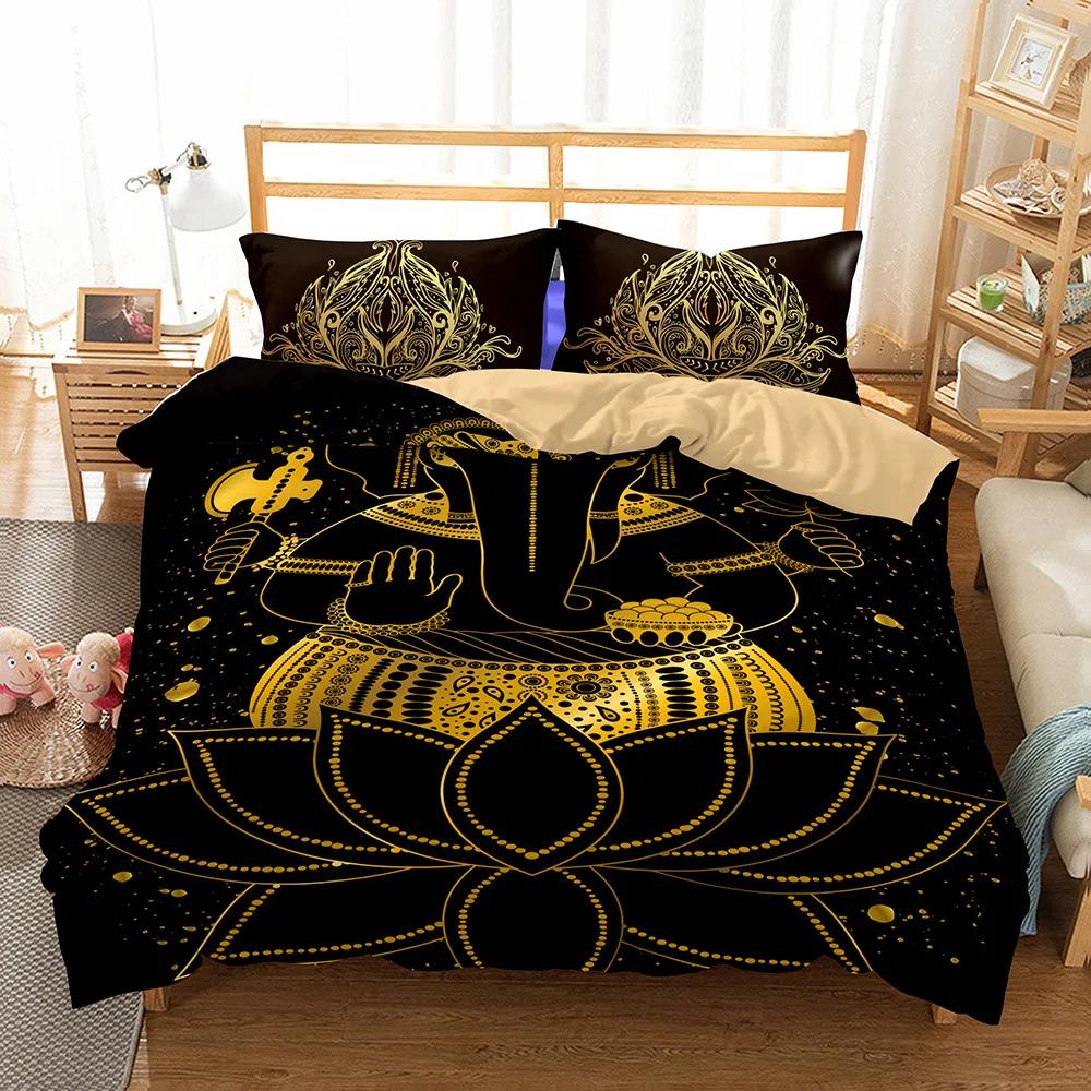 Bedclothes Buddha Duvet Set Bed Bedding Home Comforter Bedding Set Luxury King Size Bedding Set Housse De Couette (No Bed Sheet)