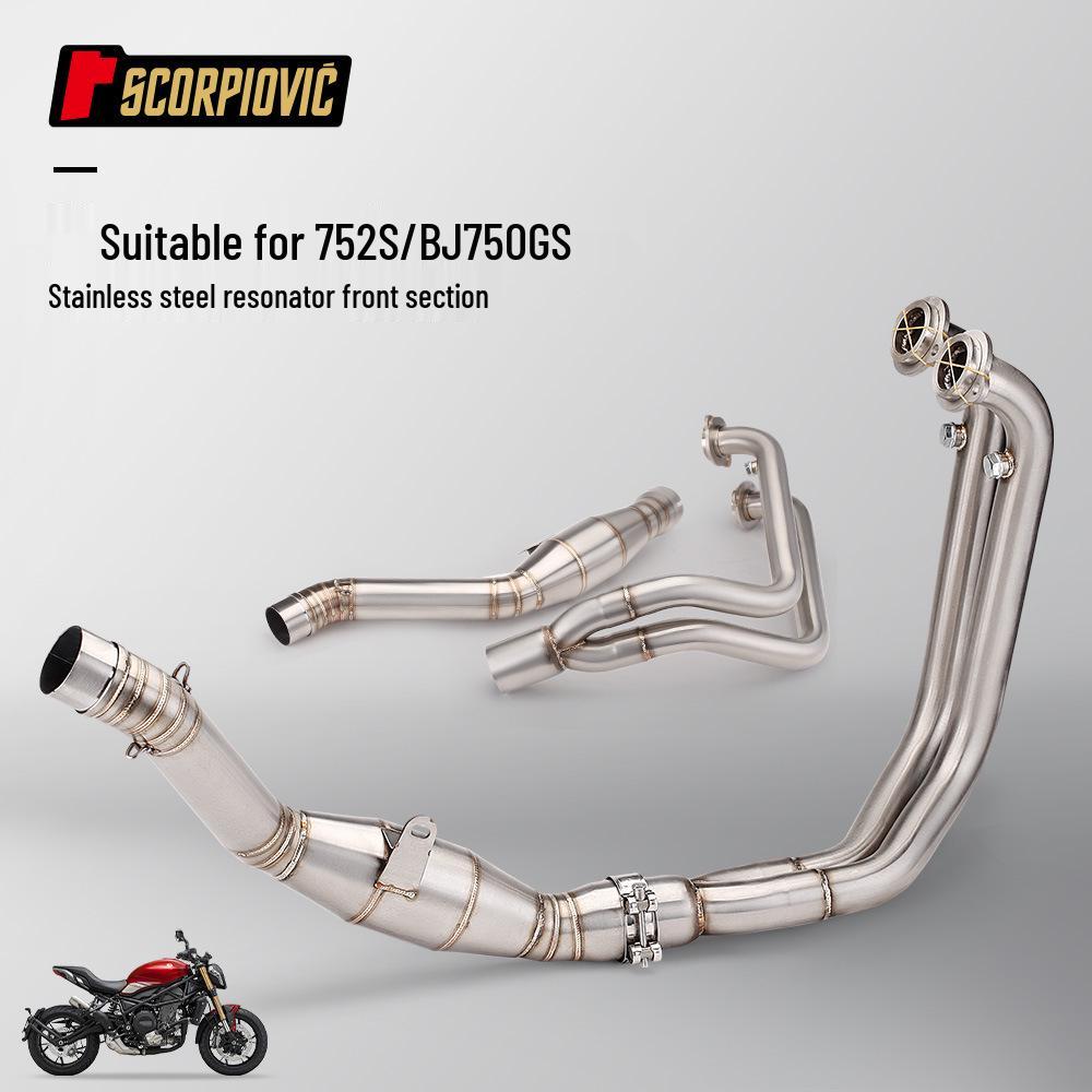 Benelli 752S BJ750GS Motorcycle Swirl Stainless Steel Header Pipe with Muffler