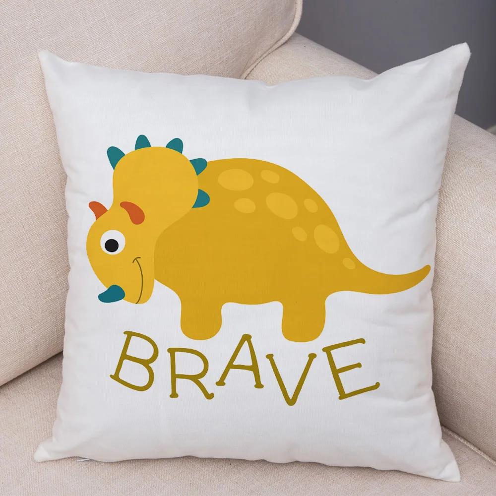 Niedlicher Jurassic Dinosaurier Kissenbezug Dekorative Cartoon Tier Kissenhülle Kinderzimmer Sofa