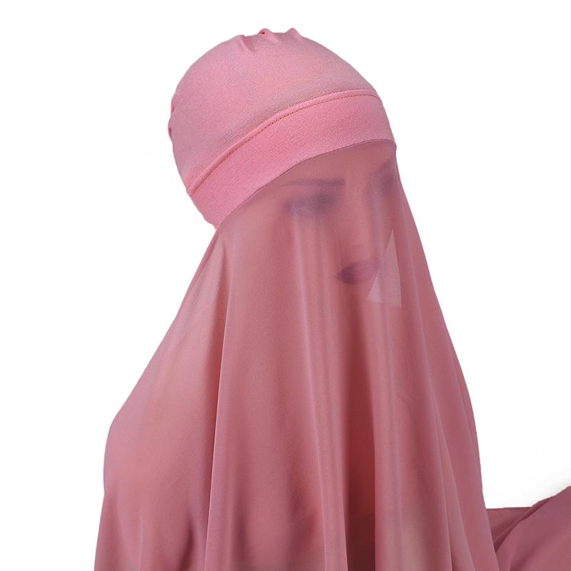 Muslim Women Bonnet + Chiffon Shawl Instant Under scarf Cap Islam Inner Scarf Headband Stretch Hijab Cover Headwrap Turbante