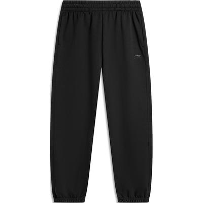 Li Ning Sports Lifestyle Series Solid Color Comfortable Moisture Wicking Cuffed Casual Pants Men Bottoms Black AKLU577-1
