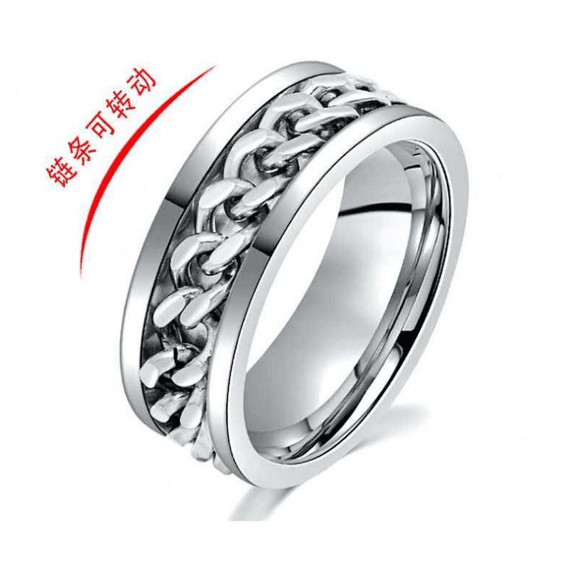 Trendy Titanium Steel Rotatable Chain Ring for Men - Hip Hop Couple Style Jewelry