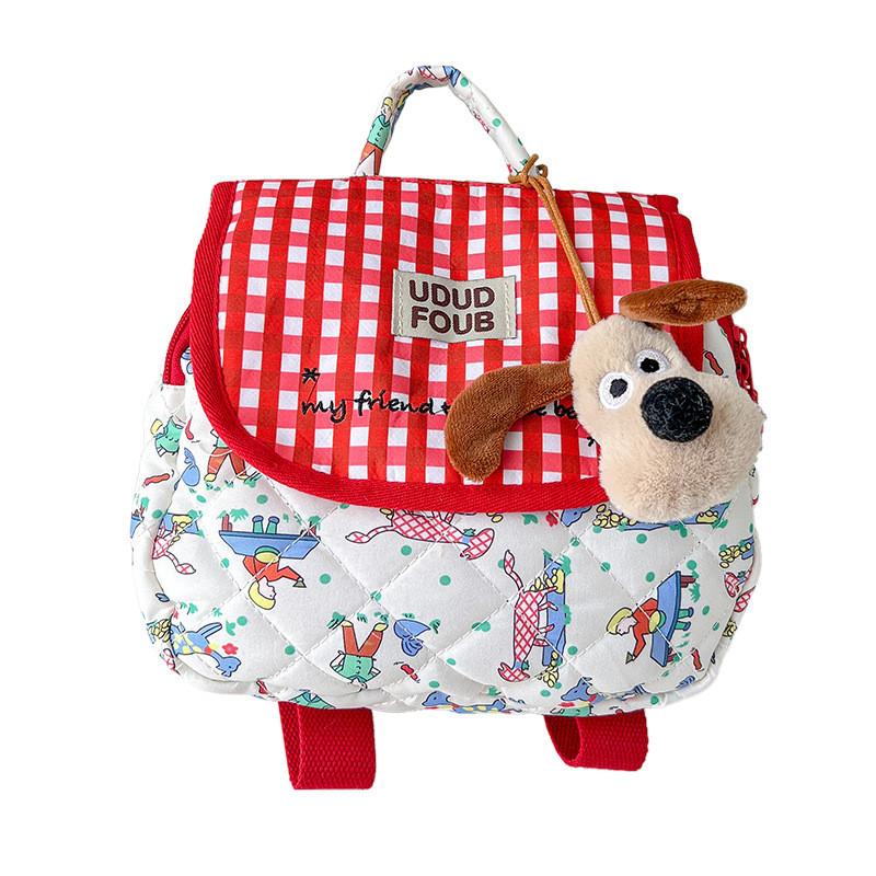 Backpack Checkered Dog Childrens Animal Pattern Bag Parentchild Mommy Bag