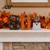 Playful Halloween Desktop Decorations Wooden BOO Ornaments, Lettering Decorations, Rustic Bat Pumpkin Ghost Small Ornaments for Windowsills