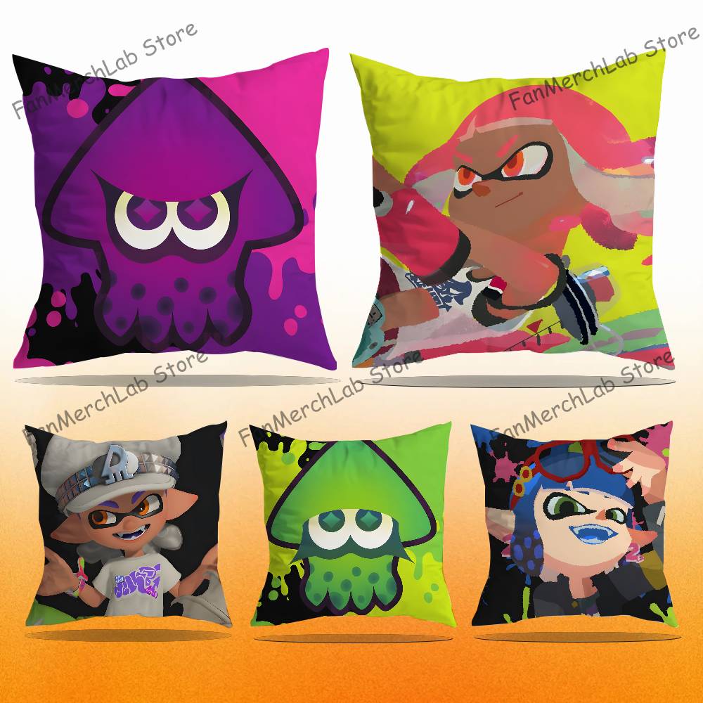 Game SSplatoonS Cartoon Printed Pillow Cover Cushion Case Simple Sofa Pillow Case No Pillow Core