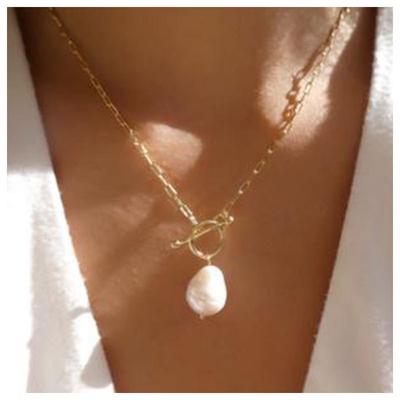 European and American Jewelry Simple and Elegant Temperament Irregular Pearl Collarbone Chain Pendant 12420