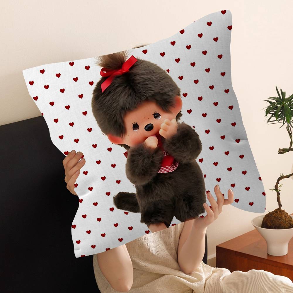 Cartoon M-Monchhichis Personalized Pillow Cover Kids Bedroom Wild Party Decor Pillowcase Kid Birthday Shower Gift