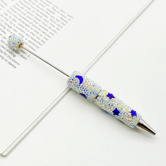 Custom Beadable Pen Blanks Glitter Ballpoint Pen, Sparkly Rhinestone Star Moon Beaded Plastic Creative Gift Pens for Women DIY Handmade Gel Ink School