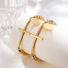 Stainless Steel Cross Curved Card Round Card Three-Color Beaded Gold Bracelet 2006