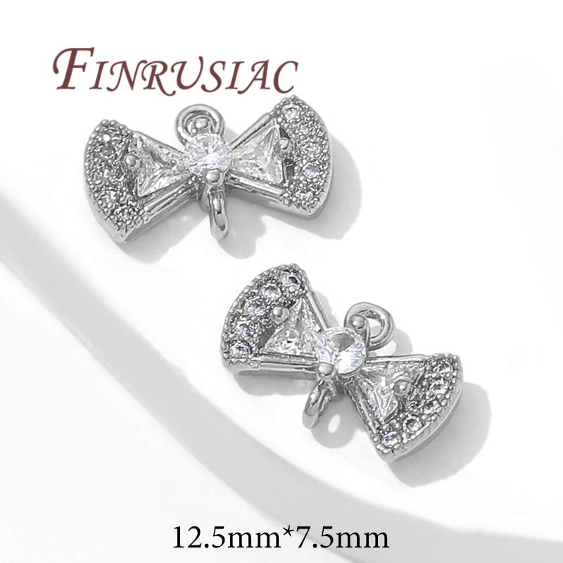18K Gold Plated Brass with Zircon Connectors For Jewelry,Bowknot Charms For Necklace Necklace Accessories,DIY Earring Making