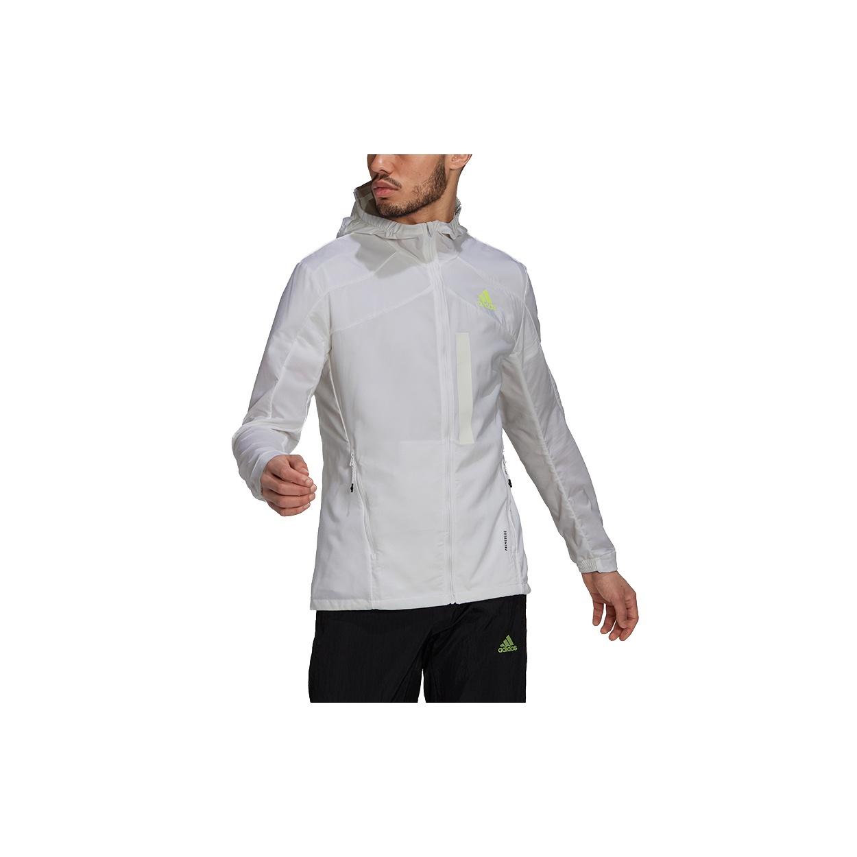 adidas Marathon Jkt Running Sports Hooded Jacket For Men White Men s HA0251 M