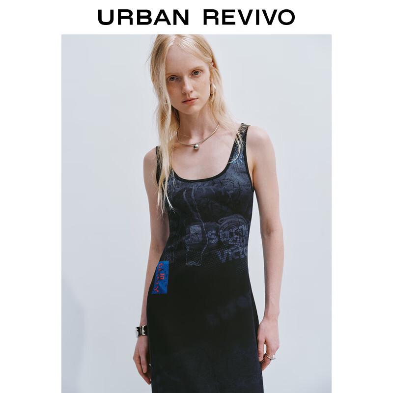 Женское безрукавное платье UR 2025 с ретро-принтом S