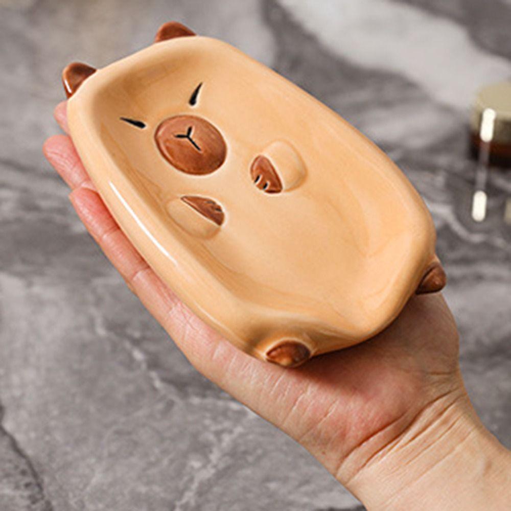 Sloping Base Capybara Soap Tray Cartoon Soap Storage Rack Self Draining Soap Holder  Household