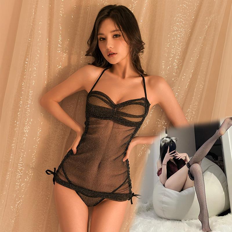 Sex Underwear Passion Flirting Hot Soft Yarn Sexy Pure Desire Tight Perspective Neck Sling Seduction Suit