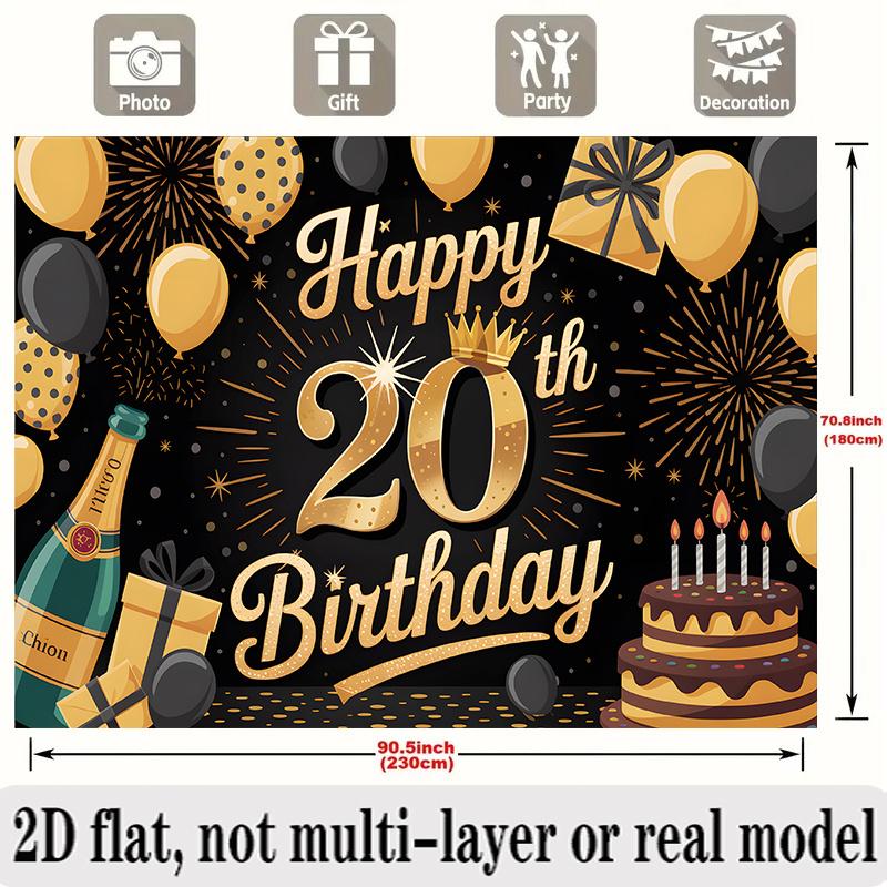 Party Backdrop 20Th Birthday Flat Number Hanging Numbered Years Photo Booth Decor Birthday Party Decor