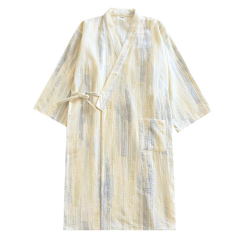 2023 Damen Krepp Double Gauze Kimono Nachthemd - Langärmlig, Locker sitzend Homewear Bademantel