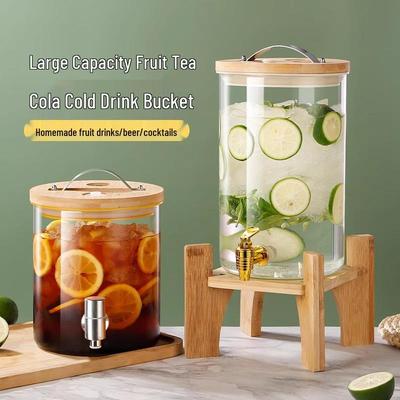 Large Capacity Glass Beverage Dispenser with Faucet for Cold Drinks and Fruit Tea