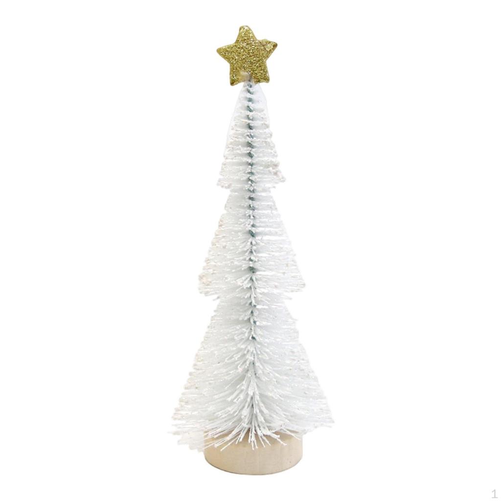 25cm Mini Christmas Tree with Wooden Base And Snow for Festive Table Decor