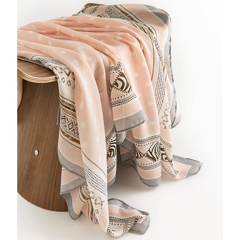 Geometric printing polka dot simulation silk scarf women's simple fashion lengthened plain weave shawl elegant minimalist neck scarf
