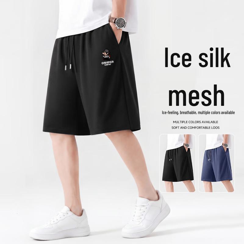 Men s Ice Silk Quick-Dry Pixel Game Print Shorts M
