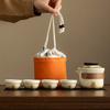 Travel Tea Set, One Pot, Four Cups, Portable Bag, Ceramic Outdoor High-end Portable Company Opening Business Gift