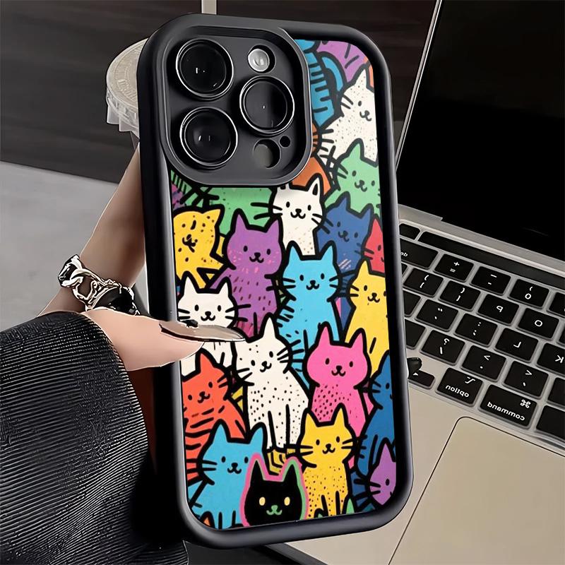 Phone Case for iPhone 17 Air 16E 15 16 Pro Max Cartoon Cute Cats Theme Cover 14 Plus 13 12 Mini Soft Shell Silicone Fundas