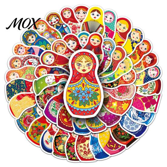 Matryoshka Stickers Set 50Pcs Russian Doll Stickers, Cartoon Nesting Theme Decal, Decals Decorative Sticker for Water Bottles Phone Scrapbook