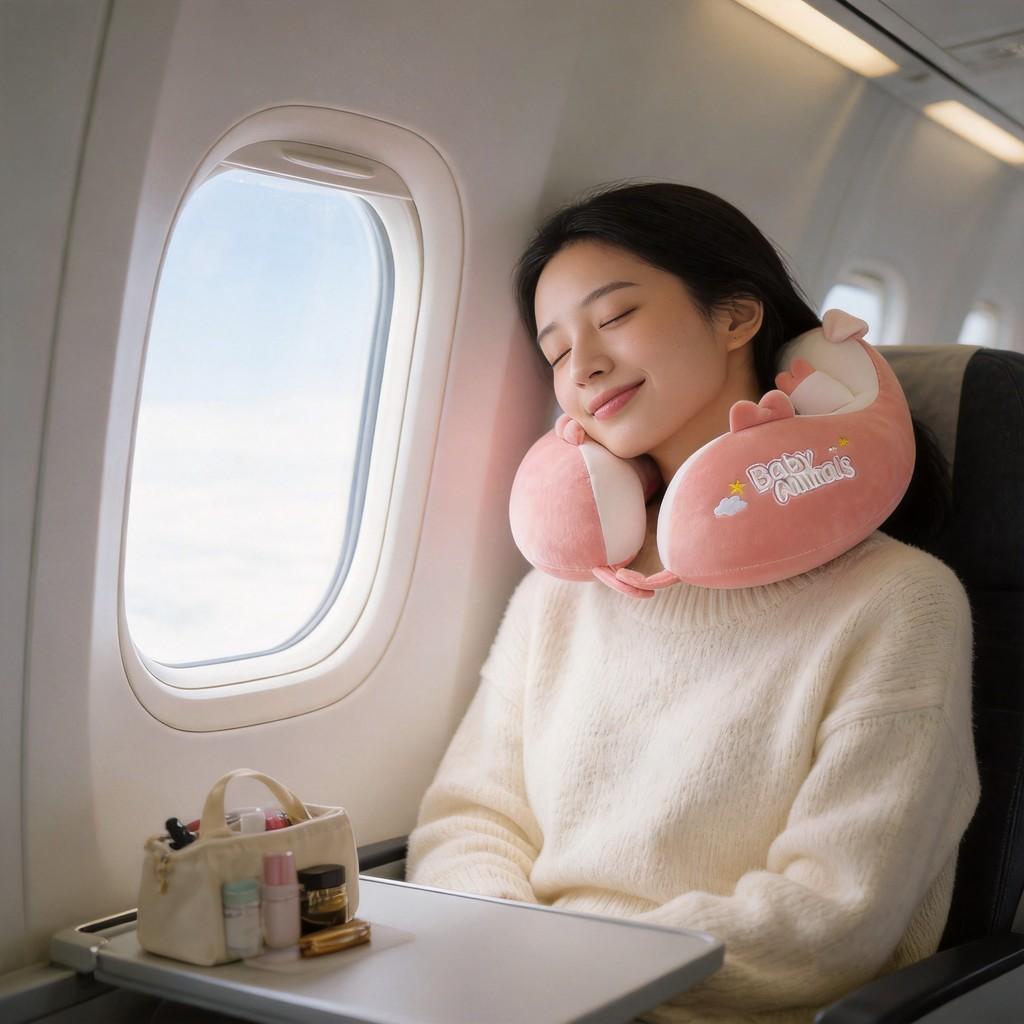 U Shaped Cartoon Airplane Neck Pillow Travel Head Rest For Office And Commuting