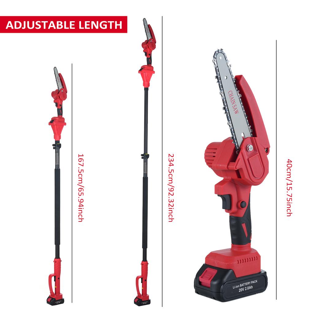 ZS2200 20V Cordless Pole Saw & Mini Chainsaw, 2in1 Electric Pole Saw with 2 Batteries and 2
